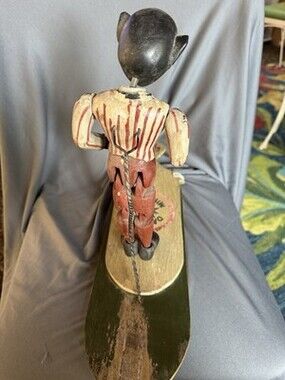 Antique Jointed Carved Wood Figure Dancing Black Americana Folk Art